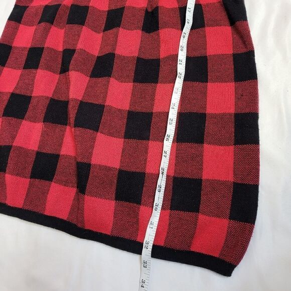 Y2K JJ Always‎ red and black plaid cowl neck tunic sweater mini dress XL - Picture 6 of 6